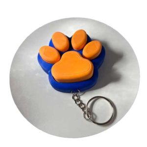 Blue & Orange Paw Key Chain